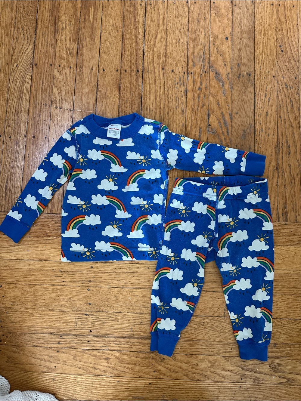 Hannah Andersson Blue Rainbow Cloud Pajama Set - 2T